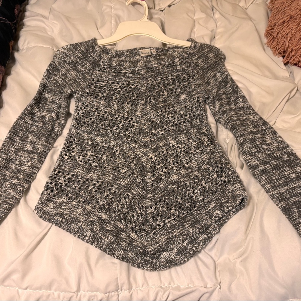 Mudd Off-the-Shoulder Gray Sweater